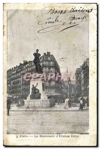 Cartes postales Paris Le Monuement D'Etienne Dolet