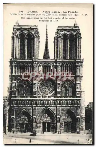 Cartes postales Paris Notre Dame La Facade