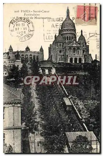 Cartes postales Paris Le Sacre Coeur et le Funiculaire et Reservoie de Montmartre