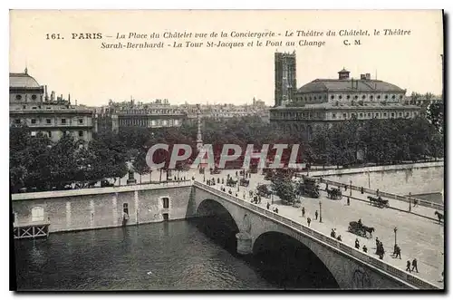 Cartes postales Paris La Place du Chatelet vue de la Conciergerie Le Theatre du Chatelet le Theatre Sarah Beruha