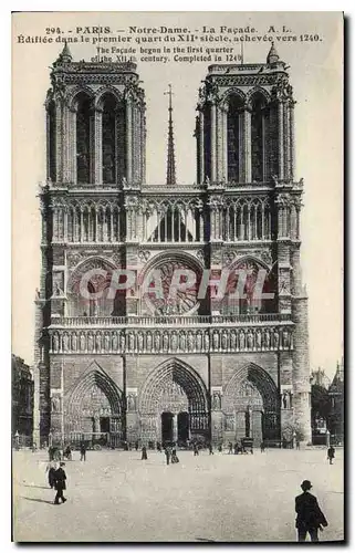 Cartes postales Paris Notre Dame La Facade