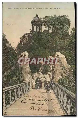 Cartes postales Paris Buttes Chaumont Pont Suspendu