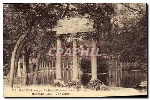 Ansichtskarte AK Paris (8e arr) Le Parc Monceau Les ruines