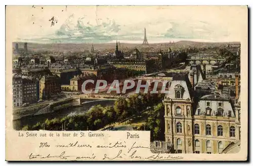 Cartes postales Paris La Seine vue de la Tour de St Gervais Tour Eiffel