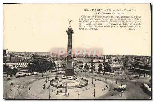 Ansichtskarte AK Paris Place de la Bastille et Colonne du Juillet