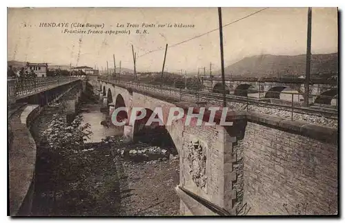 Ansichtskarte AK Hendaye (cote Basque) Les Trois Ponts sur la bidassoa Frontiere franco espagnole