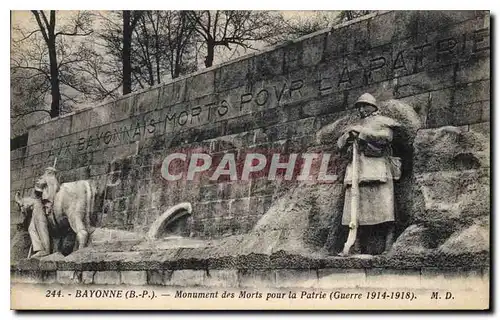 Cartes postales Bayonne (B P) Monument des Mort pour la Patrie (Guerre)