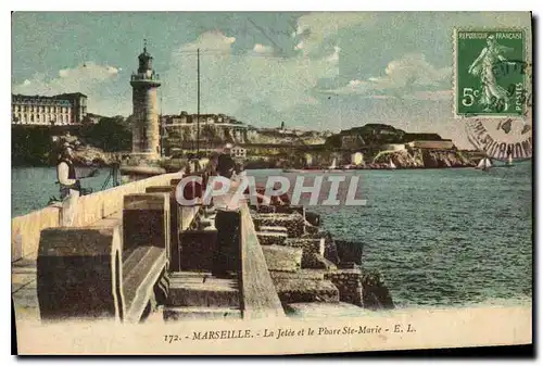 Ansichtskarte AK Marseille La Jetee et le Phare Sainte Marie