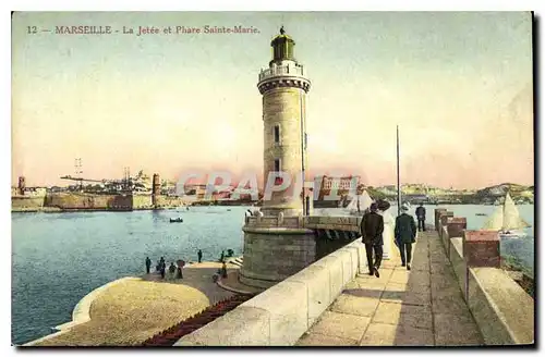 Ansichtskarte AK Marseille La Jetee et Phare Sainte Marie