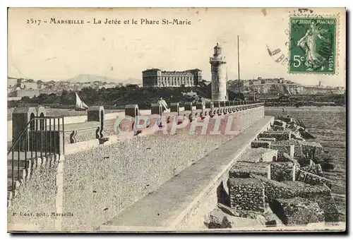 Ansichtskarte AK Marseille La Jetee et le Phare St Marie