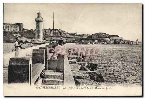 Ansichtskarte AK Marseille La jetee et le Phare Sainte Marie