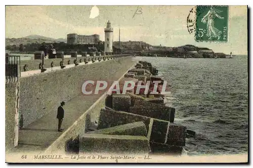 Ansichtskarte AK Marseille La Jetee et le Phare Sainte Marie