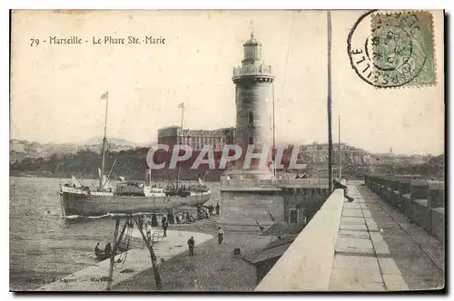 Cartes postales Marseille Le Phare Ste Marie Bateau