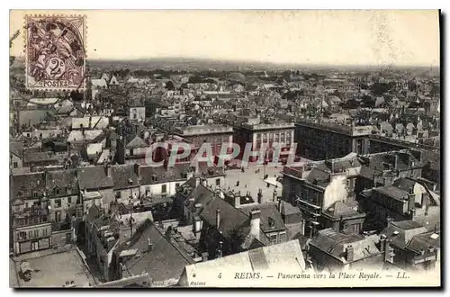 Cartes postales Reims Panorama vers la Place Royale