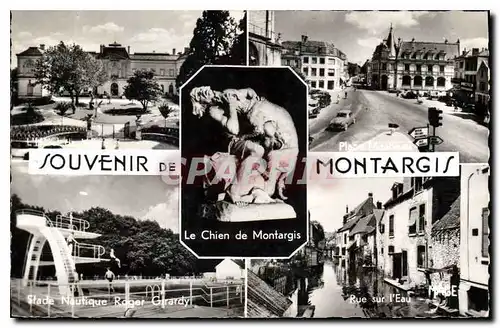 Cartes postales Montargis Souvenir Le Chien de Montargis Stade nautique Roger Girardy Rue sur l'eau Place Mirabe