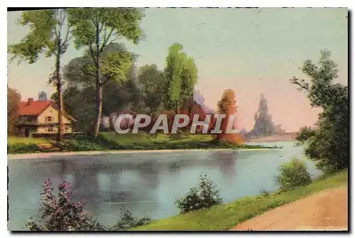 Cartes postales Fantaisie Bord de l'eau Maison