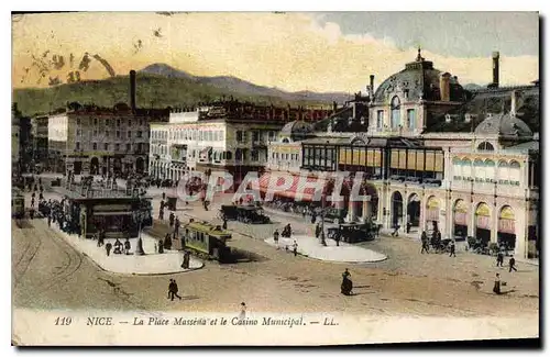 Cartes postales Nice La Place Massena et le Casino Municipal