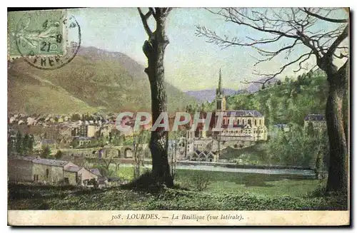 Cartes postales Lourdes La Basilique vue laterale