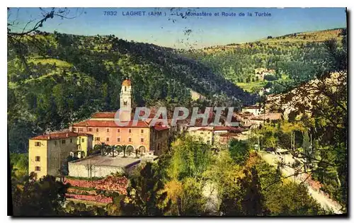 Cartes postales Laghet A M Le Monastere et Route de la Turbie