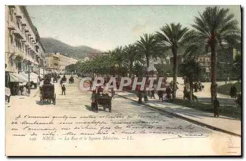 Cartes postales Nice la rue et le Square Massena