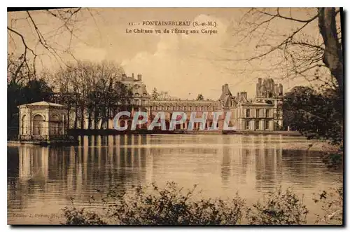 Cartes postales Fontainebleau S et M le chateau vu de l'Etang au Carpes