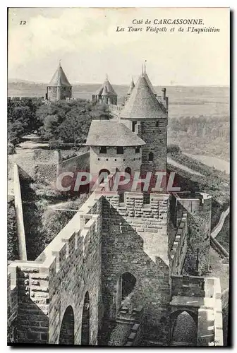 Cartes postales Cite de Carcassonne les tours Visigoth et de l'Inquisition