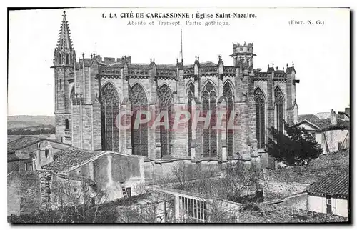 Cartes postales La Cite de Carcassonne eglise Saint Nazaire abside et Transept partie gothique