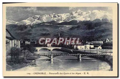 Ansichtskarte AK Grenoble panorama des Quais et les Alpes