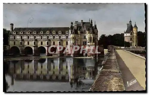 Ansichtskarte AK Chenonceaux Indre et Loire le chateau et son reflet dans le Cher a droite la tour des Marques