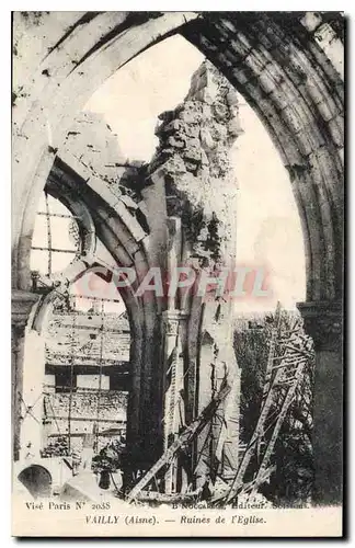 Cartes postales Vailly Aisne Ruines de l'eglise Militaria