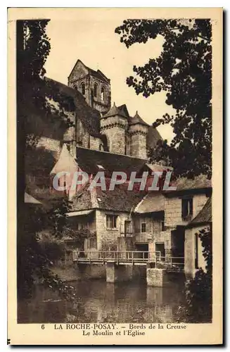 Cartes postales La Roche Posay Bords de la Creuse le Moulin et l'eglise
