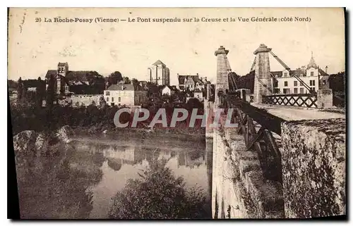 Cartes postales La Roche Posay Vienne le pont suspendu sur la Creuse vue generale cote Nord