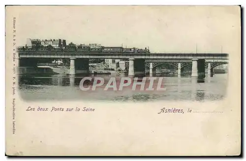 Ansichtskarte AK Asnieres Les deux Ponts sur la Seine Train Chemin de fer