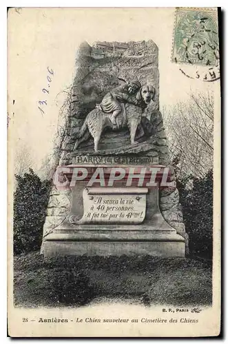 Cartes postales Asnieres Le Chien soiuveteur au Cimetiere des Chiens