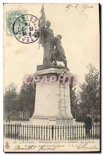 Cartes postales Asnieres Monument eleve a la memoire des enfants