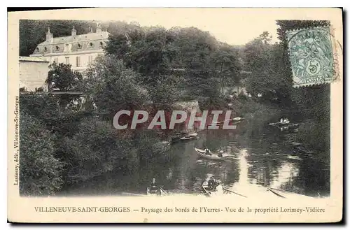 Cartes postales Villeneuve Saint Georges Paysage des bords de l'Yerres de la propiete Lorimey Vidiere