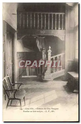 Cartes postales Cote d'Or Chateau du Clos Vougeot Escalier en bois sculpte