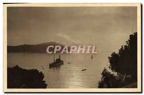 Cartes postales Villefranche Coucher de soleil sur la Rade Bateau