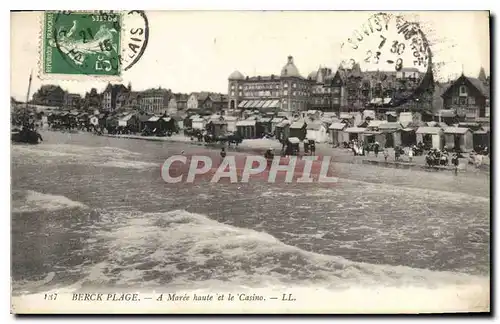 Cartes postales Berck Plage A Maree haute et le Casino