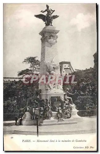 Cartes postales Paris Monument eleve a la memoire de Gambetta