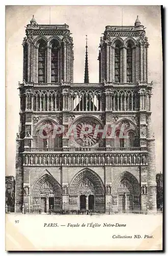 Cartes postales Paris Facade de l'Eglise Notre Dame