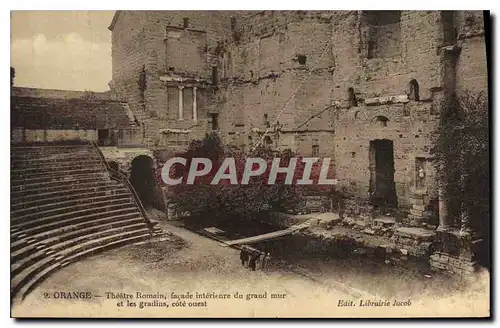 Cartes postales Orange Theatre Romain facade interientre du grand mur et les gradins cote ouest