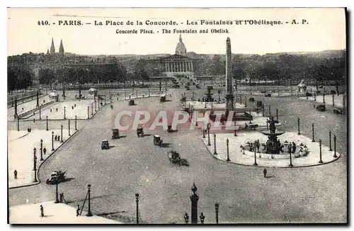 Cartes postales Paris La Place de la Concorde Les Fontaines et l'Obellsque Concorde Place