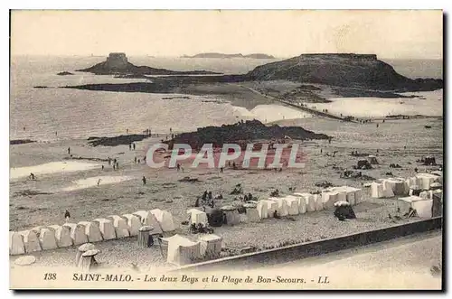 Ansichtskarte AK Saint Malo Les deux Beys et la Plage de Bon Secours