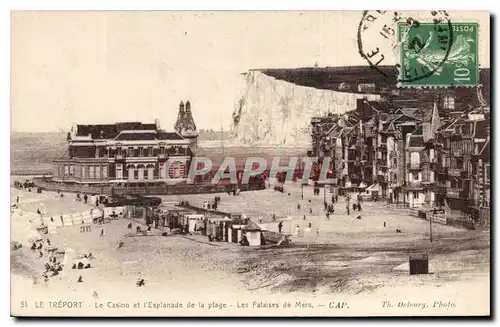 Cartes postales Le Treport Le Casino et l'Esplanade de la plage Le Falaises du Mers