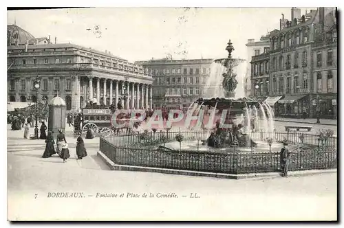 Cartes postales Bordeaux Fontaine et Place de la Comedie Oriflamme