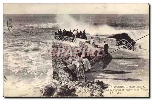 Cartes postales Biarritz Cote Basque Effet de Vagues au rocher de la Vierge