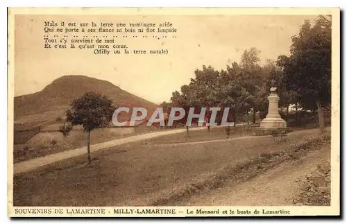Ansichtskarte AK Souvenir de Lamartine Milly Lamartine Le Monsard et le buste de Lamartine