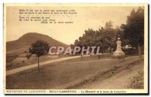 Cartes postales Souvenir de Lamartine Milly Lamartine Le Monsard et le buste de Lamartine