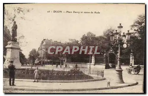 Cartes postales Dijon Place Darey et statue de Rude